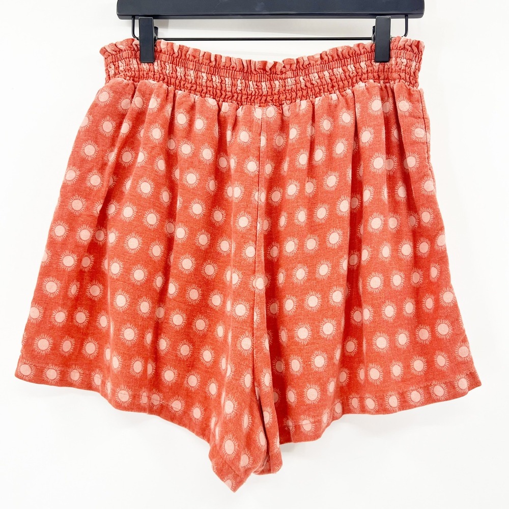Universal Thread Shorts Womens Large Coral Excellent Linen Sunburst Pull On Boho